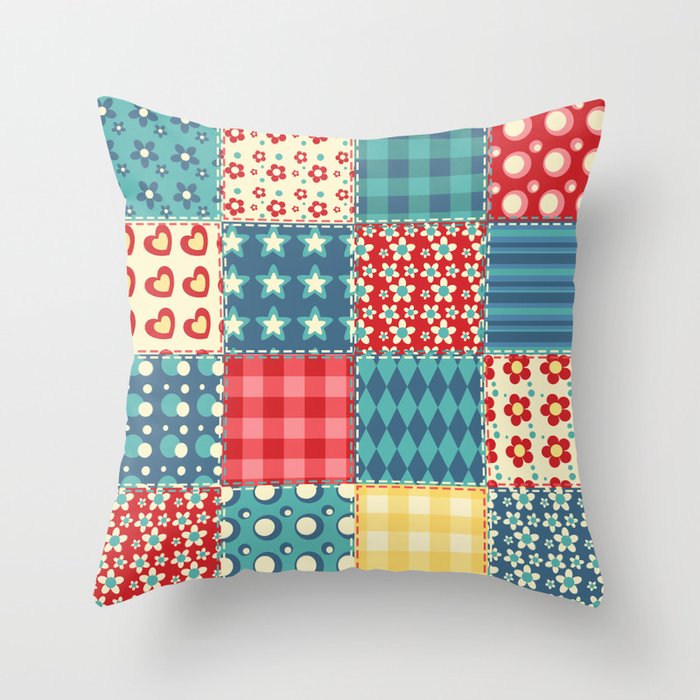 Quilt seamless pattern. Vintage patchwork background.  Throw Pillow