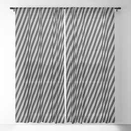 [ Thumbnail: Dark Grey and Black Colored Lines Pattern Sheer Curtain ]