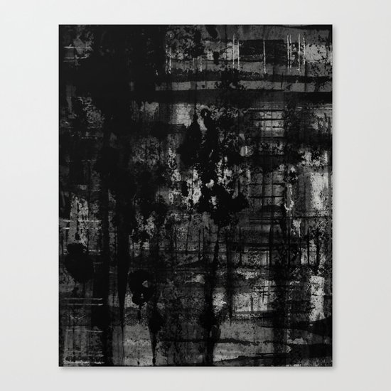 Into the Night - Black & White, textured abstract Canvas Print