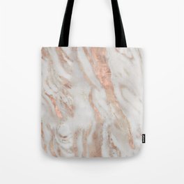 White and rose-gold marble texture design Tote Bag