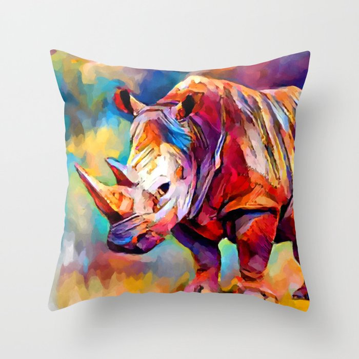 Rhinoceros Throw Pillow