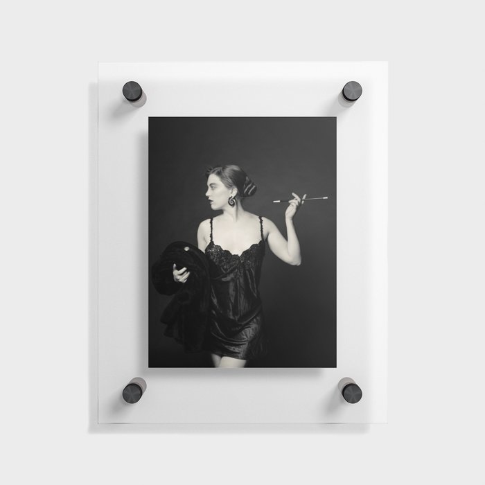 "A Noir Night Out" - The Playful Pinup - Modern Gothic Twist on Pinup by Maxwell H. Johnson Floating Acrylic Print