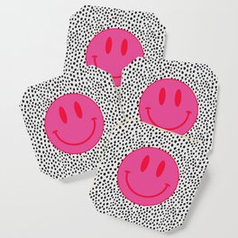 Make Me Smile - Cute Preppy Vsco Smiley Face on Black and White Coaster