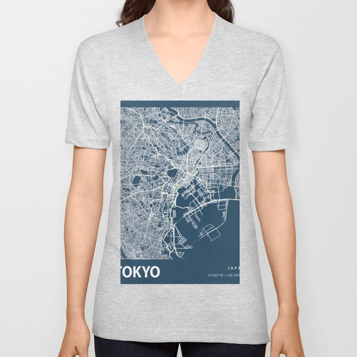 Tokyo city cartography V Neck T Shirt