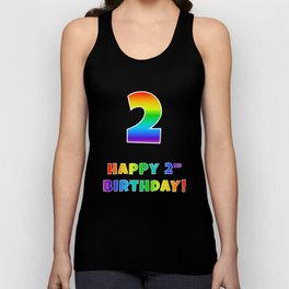 [ Thumbnail: HAPPY 2ND BIRTHDAY - Multicolored Rainbow Spectrum Gradient Tank Top ]