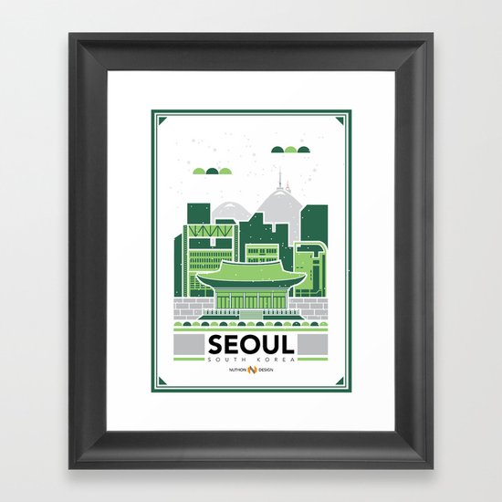 City Illustrations (Seoul, South Korea) Framed Art Print