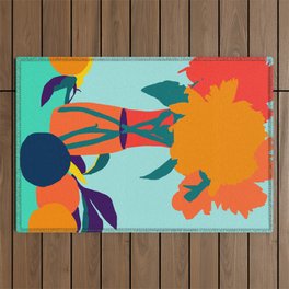 The Greed For Fruit Misses The Flower #painting #botanical Outdoor Rug