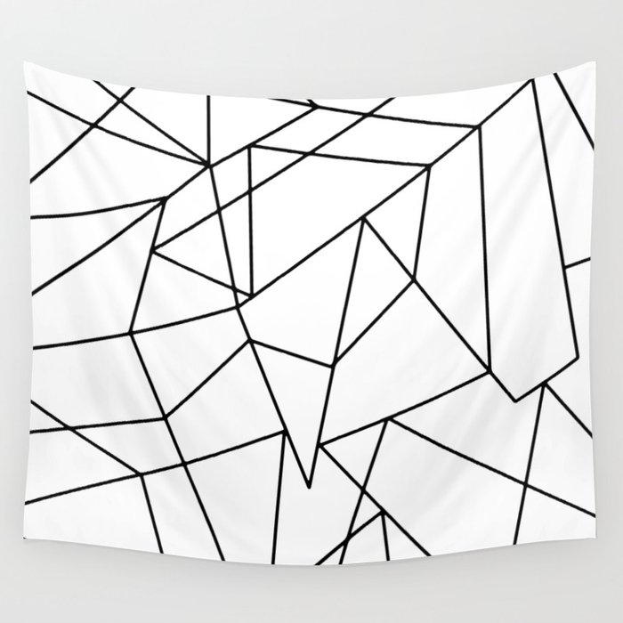 Simple Modern Black and White Geometric Pattern Wall Tapestry