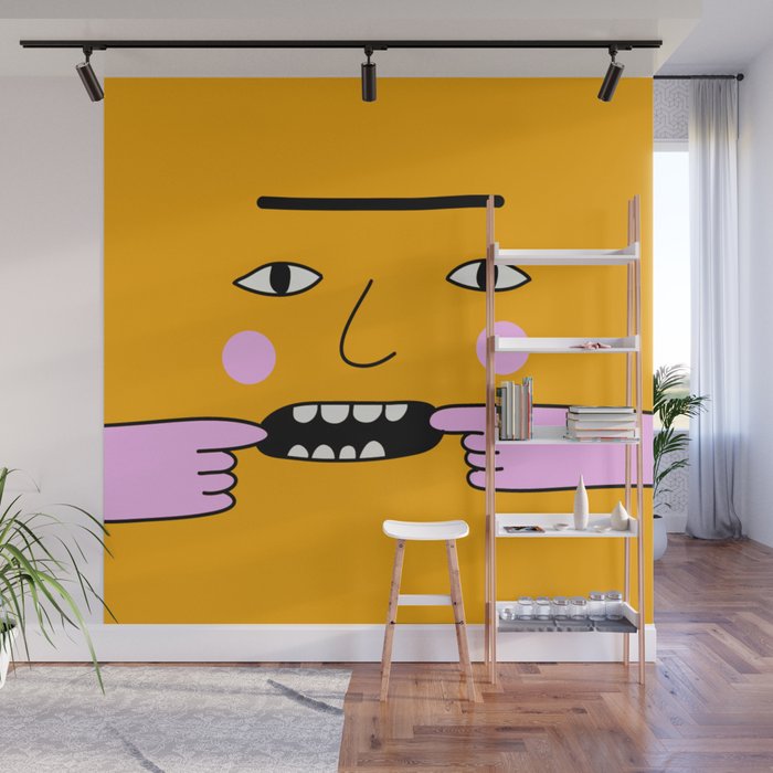 yellow super funny face smirking Wall Mural