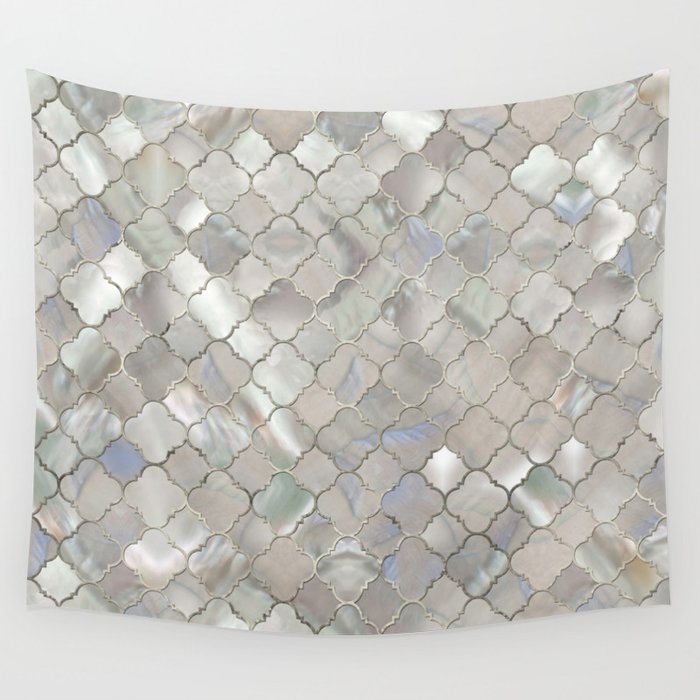 Quatrefoil Moroccan Pattern Mother of Pearl Wall Tapestry