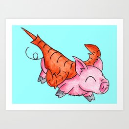Eurypterus Piggy Art Print | Silurian, Cuteness, Paleontology, Lwi, Pigs, Painting, Projectpiggy, Piggies, Silurianswim, Beachbags 