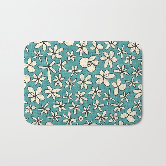 garland flowers blue Bath Mat