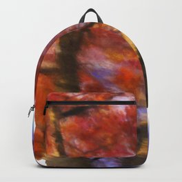 Twin Trees Late In Autumn Red Leaves Digital Watercolor Backpack