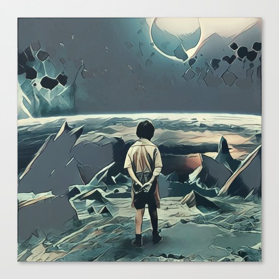 Lonely boy in cosmos Canvas Print