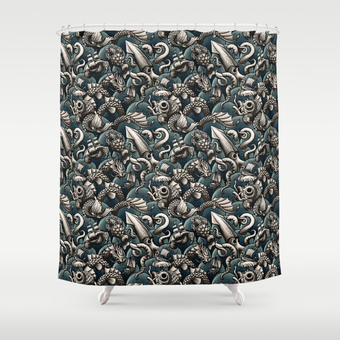 Sea Monsters Shower Curtain By Dodoilus Society6