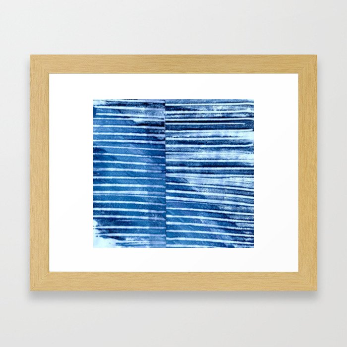 Modern Pinstripe 1 - Blazing Blue Framed Art Print