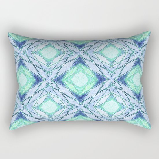 Abstract geometric pattern in blue, light blue,green, colours. Rectangular Pillow
