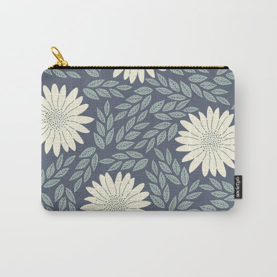 White flower retro pattern Carry-All Pouch