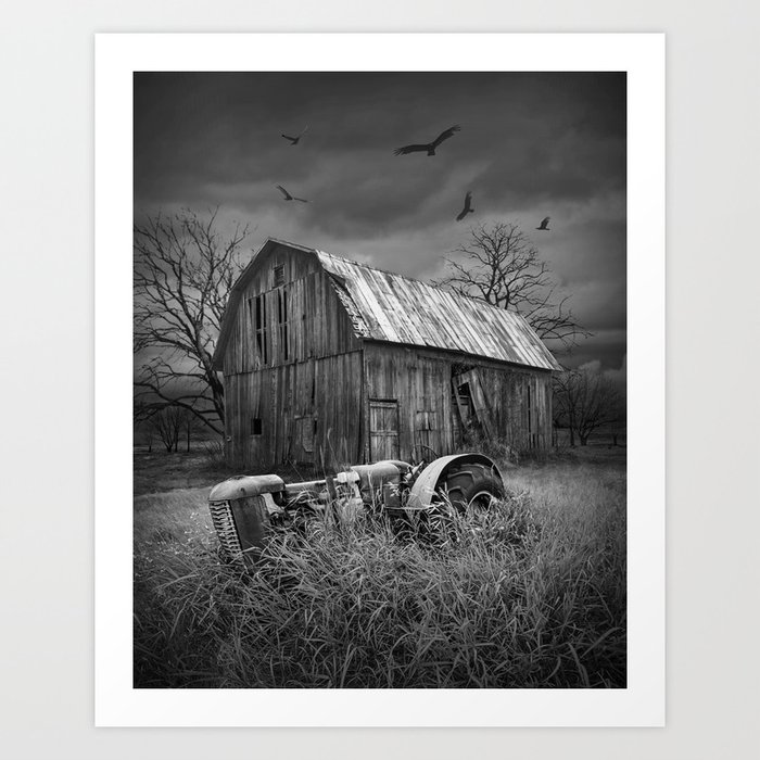The Death of a Small Midwest in black & white Art Print
