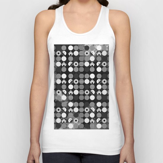 Hectic Geometric On Textured Black And White Unisex Tank Top