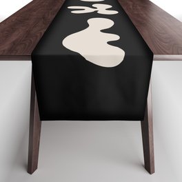 Mid Century Modern Organic Shapes 352 Black and Linen White Table Runner