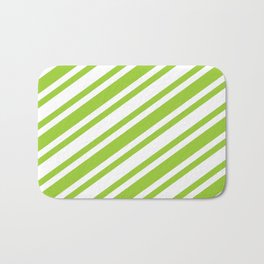 [ Thumbnail: Green and White Colored Striped Pattern Bath Mat ]