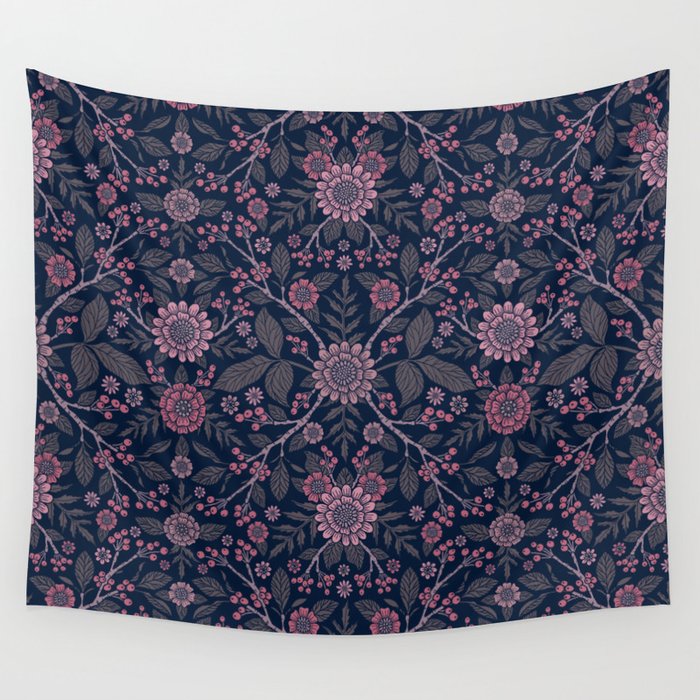 Navy blue and pink tapestry store