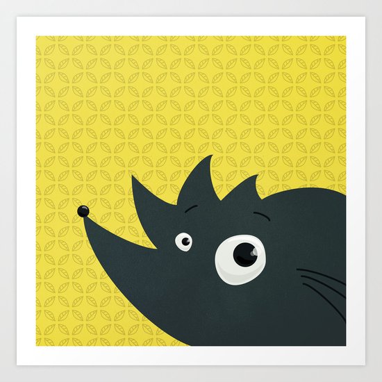 Cute Cartoon Hedgehog Art Print