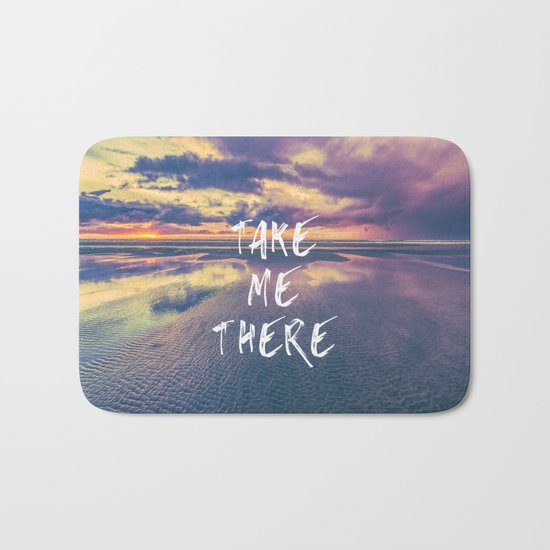 Take Me There Beach Sunset Text Bath Mat