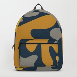 Cheerful Blobs Cutout Pattern in Mustard Blue Gray Backpack