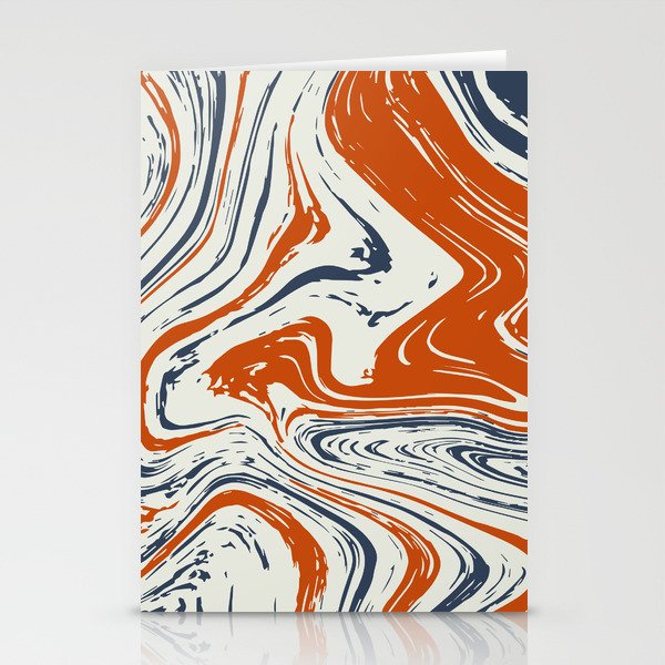 blue and orange marble abstract texture Pattern Stationery Cards