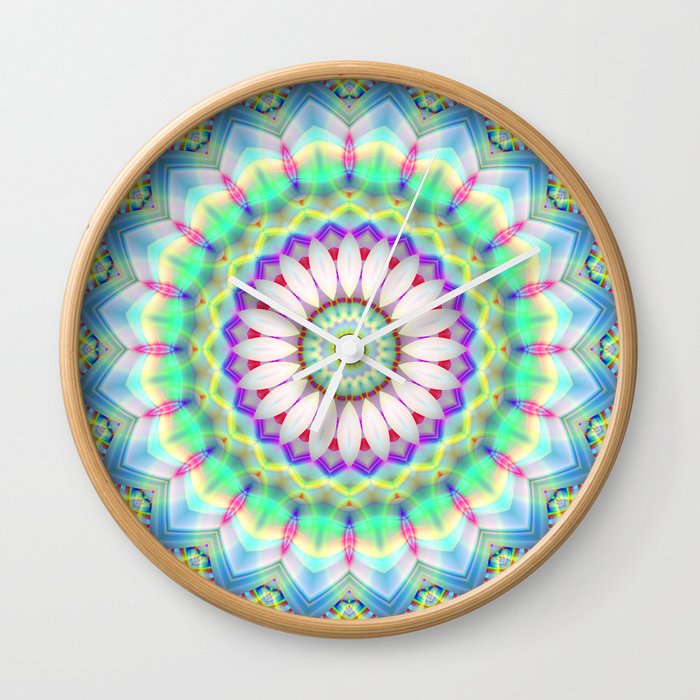 Mandala Patchwork lightblue Wall Clock