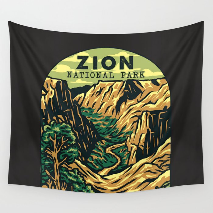Zion National Park, Vintage, USA Wall Tapestry