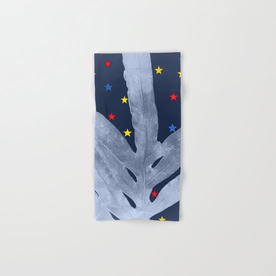 Green Fern Silver Blue with Starry Night, Stars Hand & Bath Towel