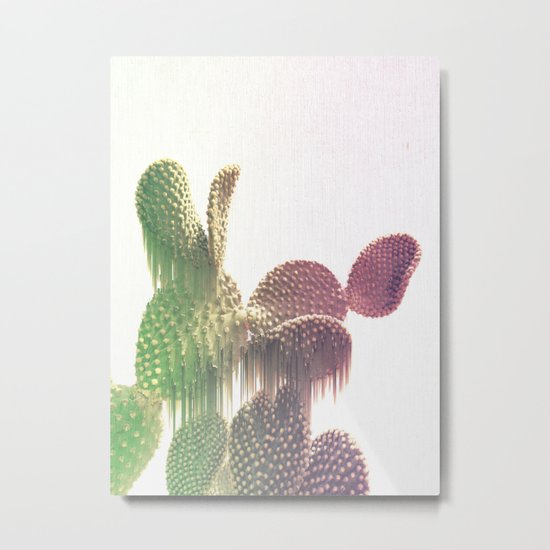 Glitch Cactus Metal Print