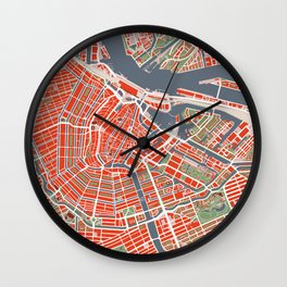 Amsterdam city map classic Wall Clock