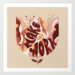Make it work - inspiration floral quote Art Print