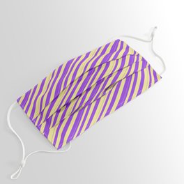 [ Thumbnail: Tan & Purple Colored Pattern of Stripes Face Mask ]