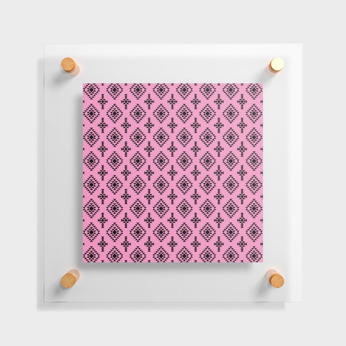 Pink and Black Native American Tribal Pattern Floating Acrylic Print