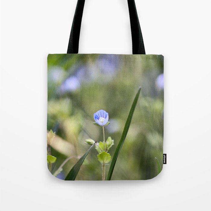 Tiny Veronica Flowers Blooming In Spring Tote Bag