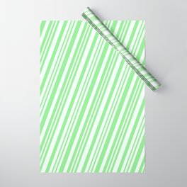 [ Thumbnail: Mint Cream & Light Green Colored Striped Pattern Wrapping Paper ]