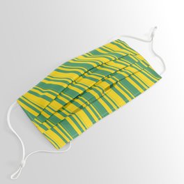 [ Thumbnail: Yellow and Sea Green Colored Striped Pattern Face Mask ]