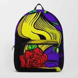 Gir With Red Roses Backpack | Vector, Girl, Graphite, Purple, Store, Girls, Pastel, Flower, Roses, Vintage 