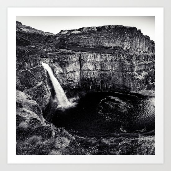 Hidden Waterfall Black and White Art Print