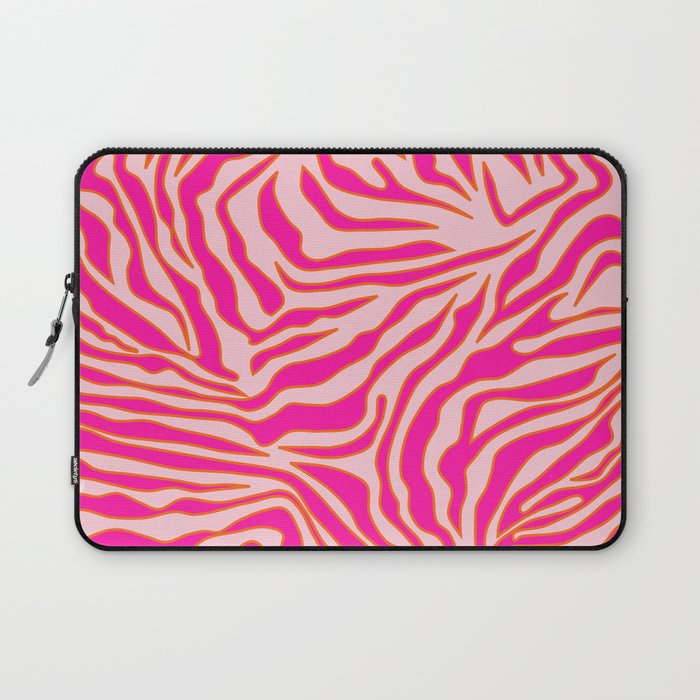Zebra Print Pink And Orange Zebra Stripes Wild Animal Print Preppy Decor Modern Zebra Pattern Laptop Sleeve