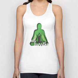 Yoga and meditation quotes paper cut out effect green Unisex Tank Top