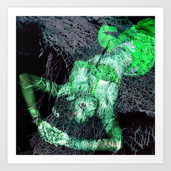 Oriental beautie - green Art Print