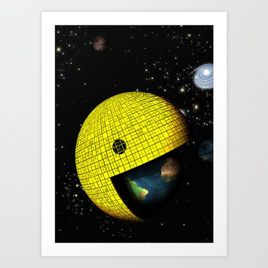 Pacman Eating the World Art Print