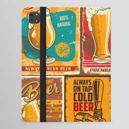 Set of beer poster in vintage style with grunge textures and beer objects iPad Folio Case