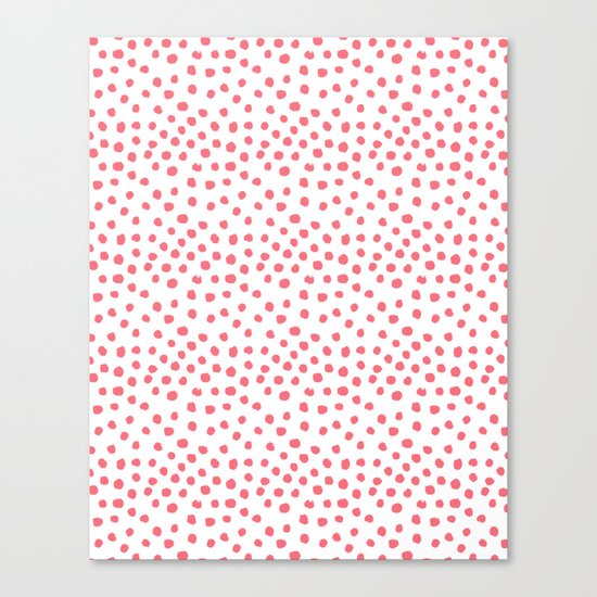 Coral dots pattern minimal painted polka dots Canvas Print